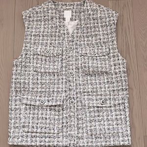 Tweed Vest w/ jem buttons, vintage style, oversize fit, medium weight, 4 pockets